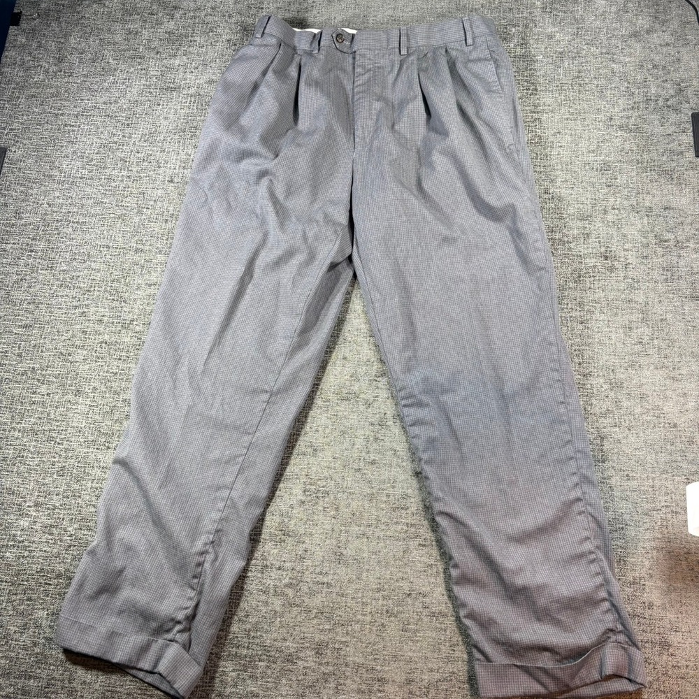 Lauren Ralph Lauren Dress Pants Mens 36W x 32L Grey Wool Pleated Cuffed Trousers